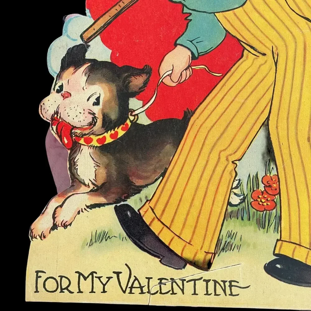Vintage Valentine Card Large Paper Unsigned Stand Tab Collectible Ephemera READ